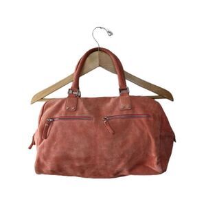 Vintage Studio Pollini Salmon Pink Suede Handbag Medium Large